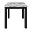 Table transitionnelle: table rectangulaire en bois d'hévéa de 48 po et plateau en faux marbre, 4 chaises rembourrées grises, 4 sièges, plan de croquis à conception fixe
