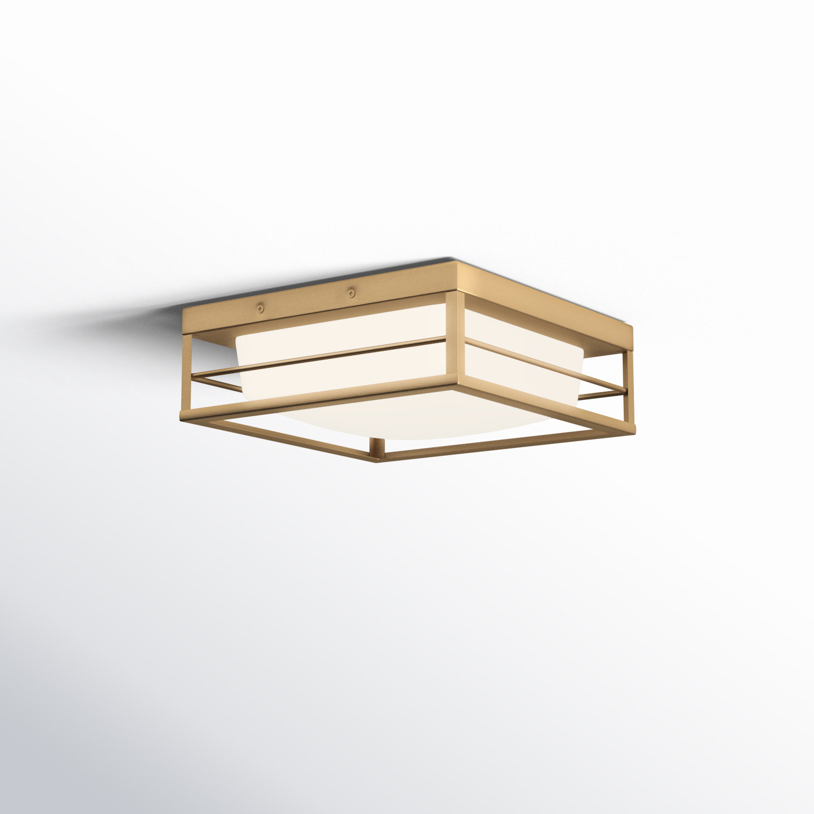 Krista Single Light Glass LED Flush Mount, Satin Brass, 4.25" H x 12" W x 12" D
