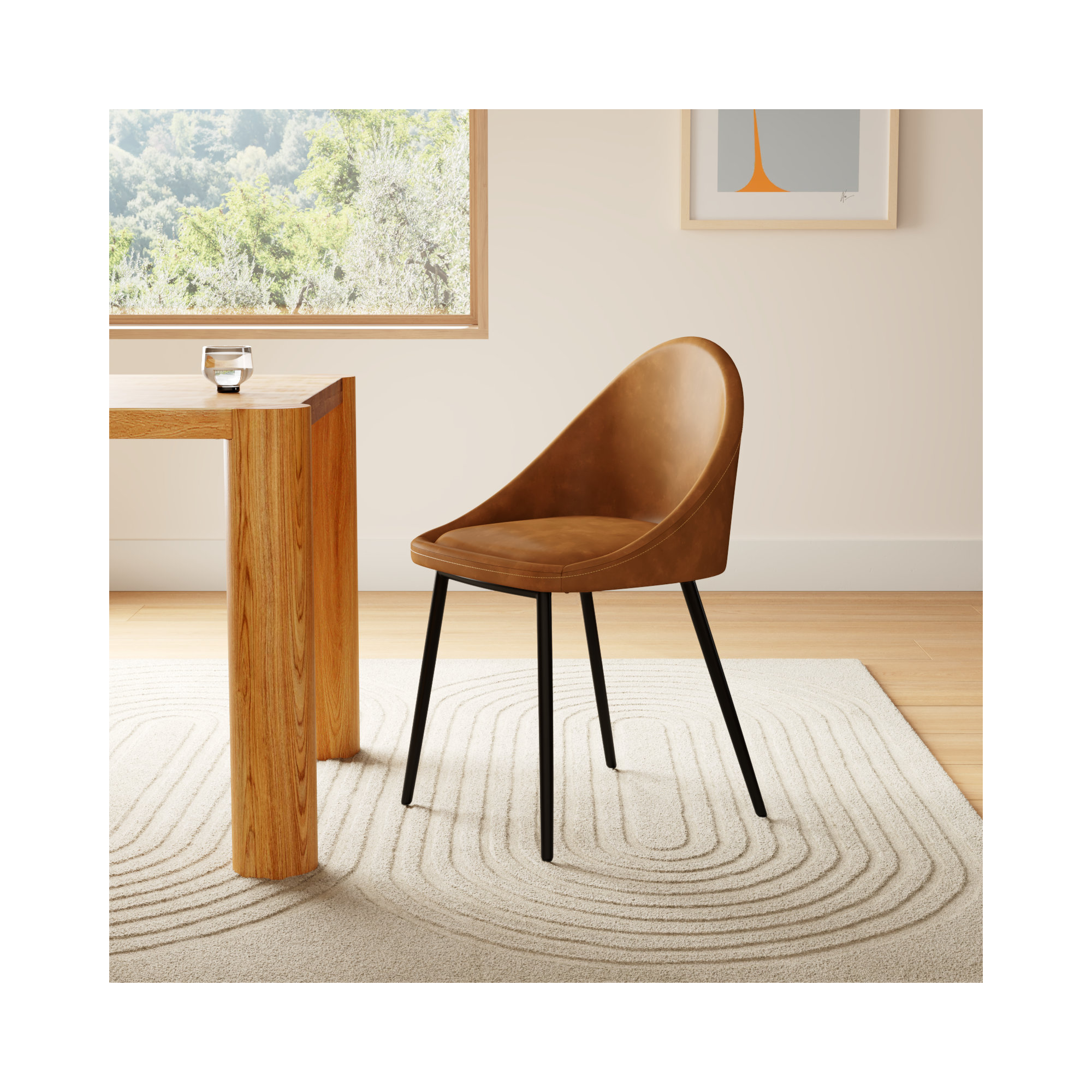 Holmes Vegan Leather Dining Chair, Honey Tan