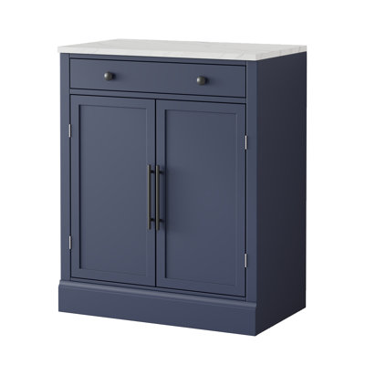 Georges Pantry Cabinet with Faux Marble Top, Drawer & Shelves