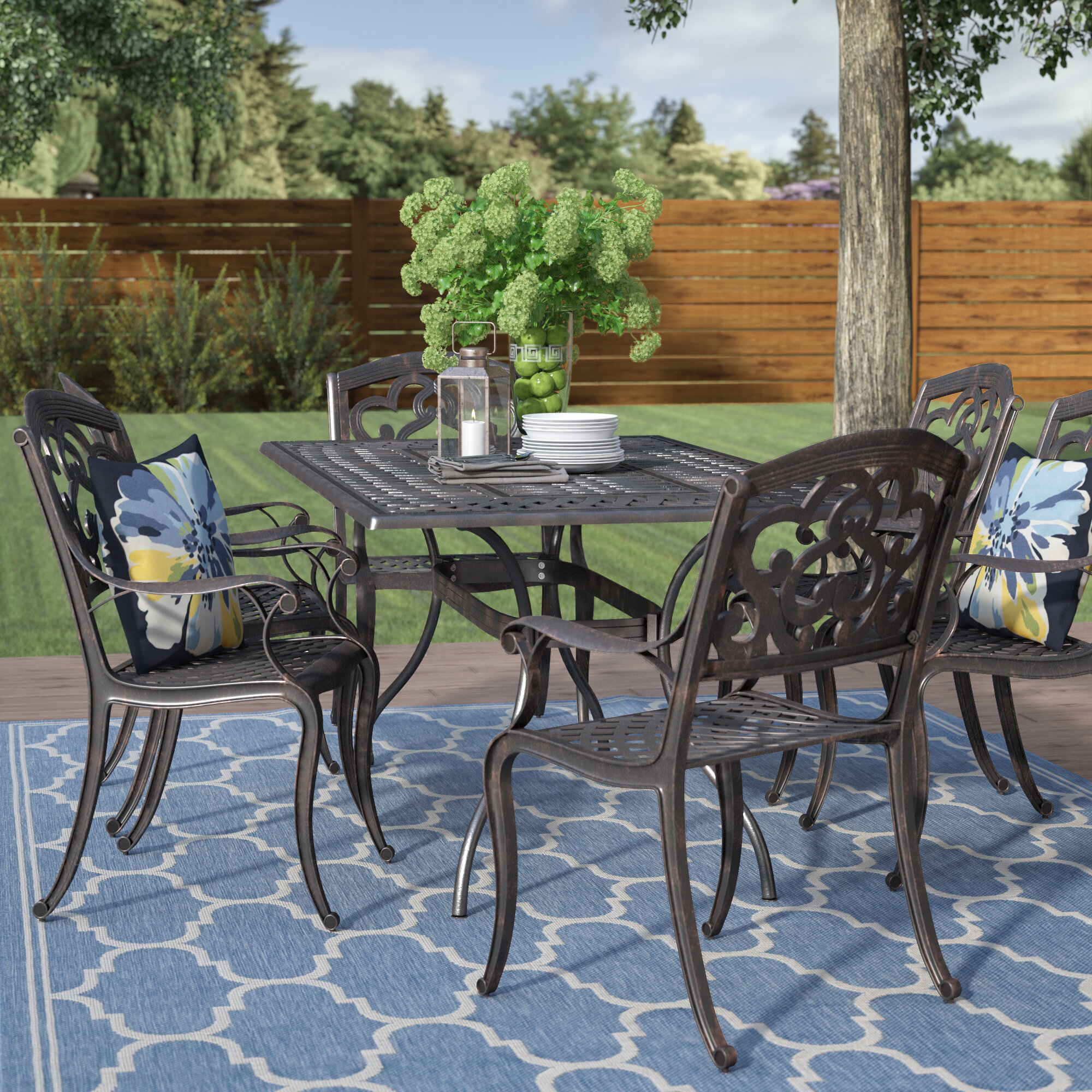 Fleur De Lis Living Agawam 6 - Person Rectangular Outdoor Dining Set 