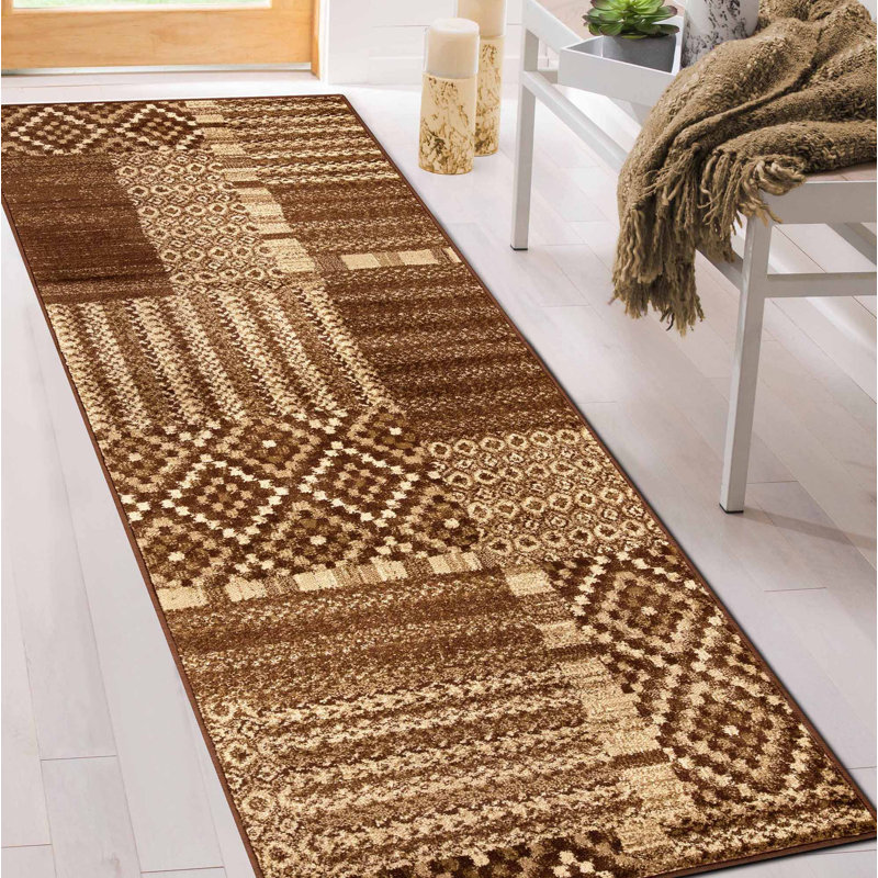Ingrid Modern Patchwork Block Design Power-Loomed Indoor Area Rug Runner, Runner 2'7" x 8'