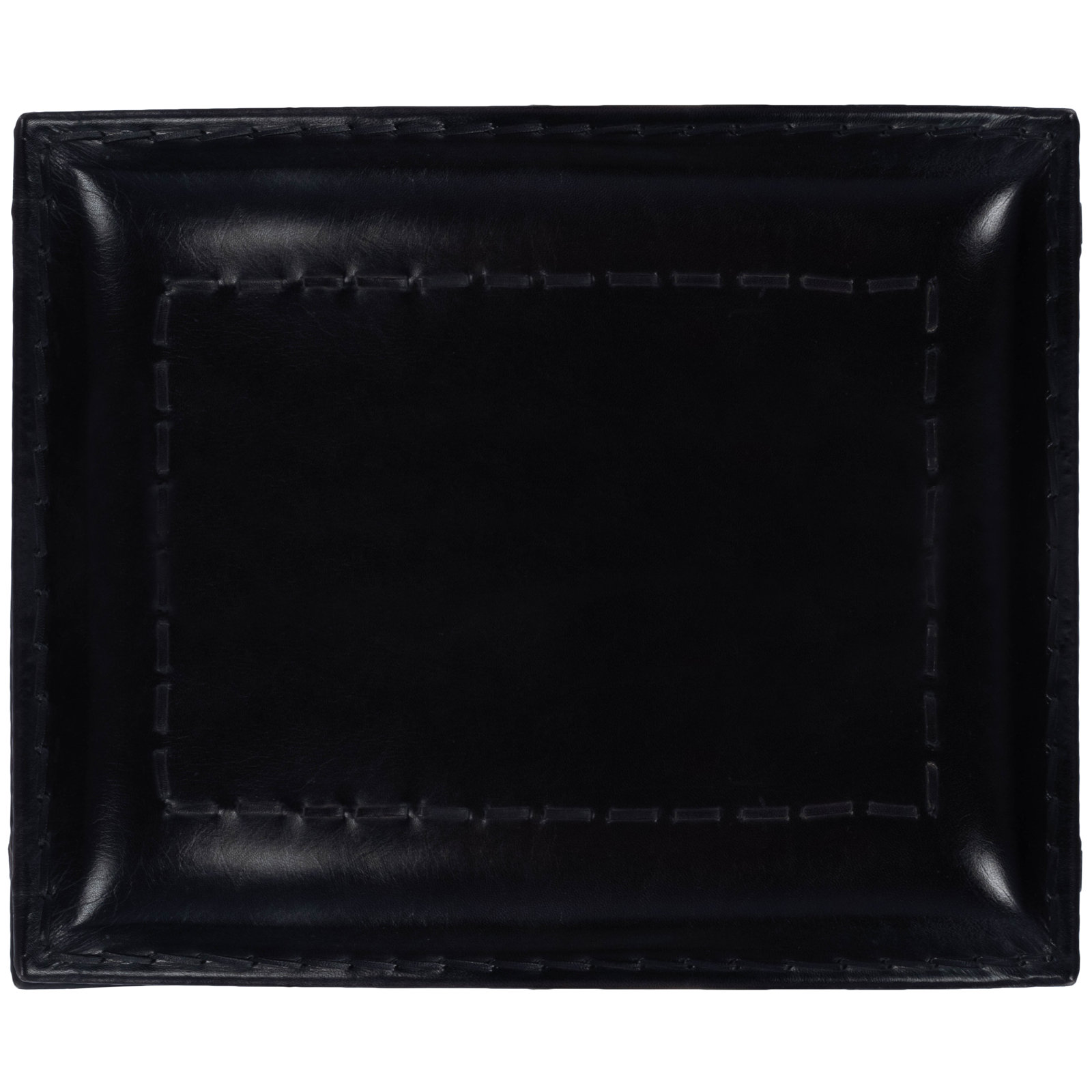 Sanford Accent Stool, Black Genuine Leather/Silver