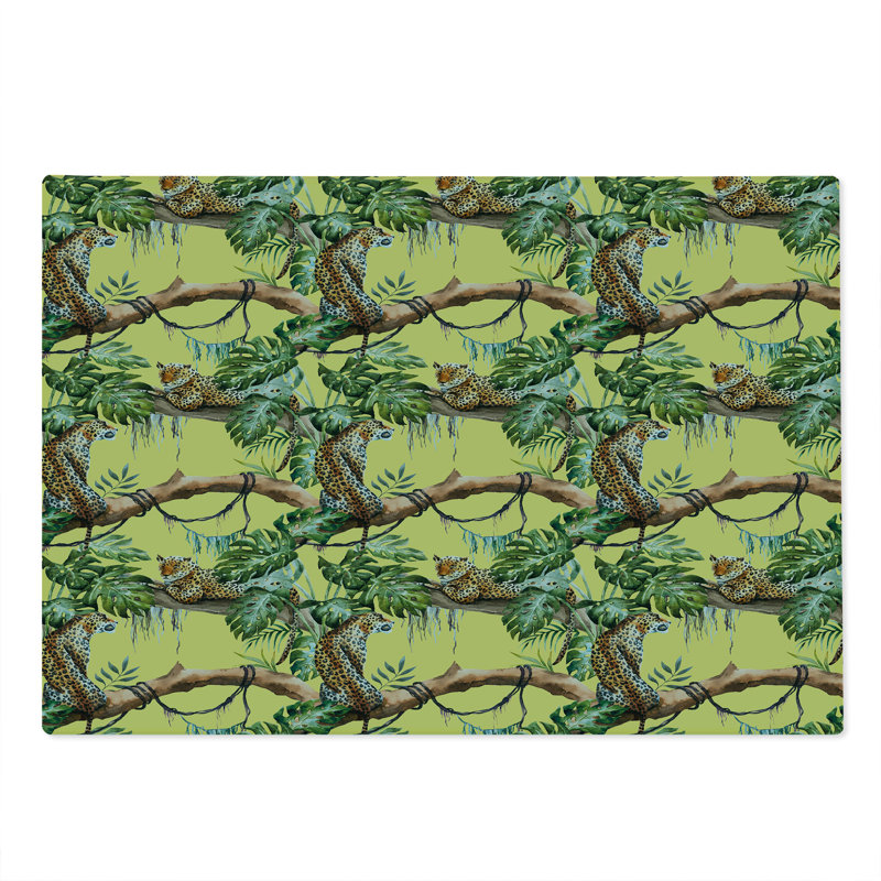Planche à découper aquarelle Ambesonne grande taille léopards dans la jungle jaune vert jaune pâle