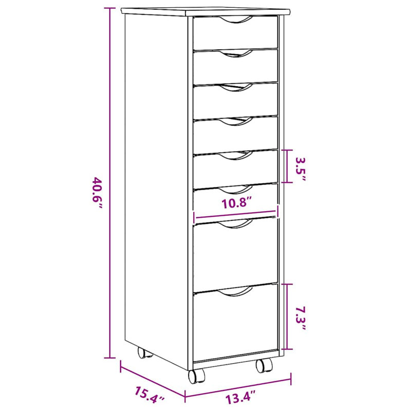 Jennarose vidaXL MOSS 8-Drawer Chest with Wheels, Solid Pinewood, Honey Brown