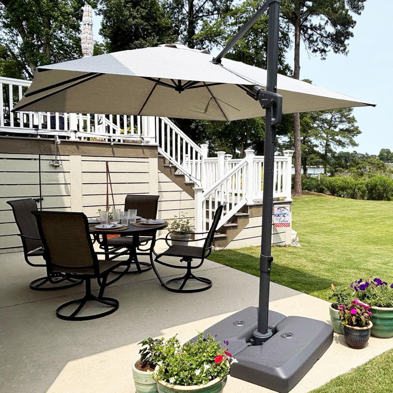 Parasol en porte-à-faux pivotant à 360 ° pivotant à gauche et à droite avec rotation à 360 degrés, Galet