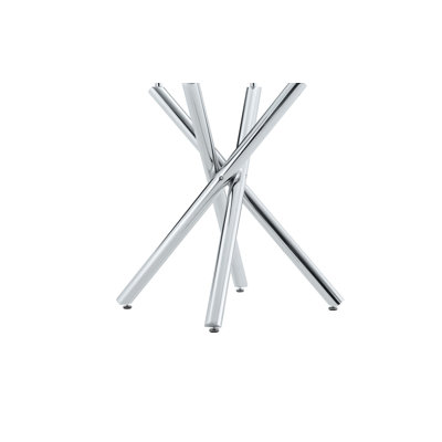Modern Bar Table With Tempered Glass Top, Sturdy Cross Metal Legs Pub Table For Home Bar, Kitchen Island, Living Room