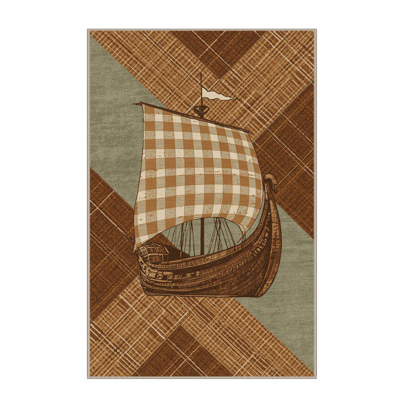 Tapis écossais brun lavable à la machine Parkwoods, 6x9