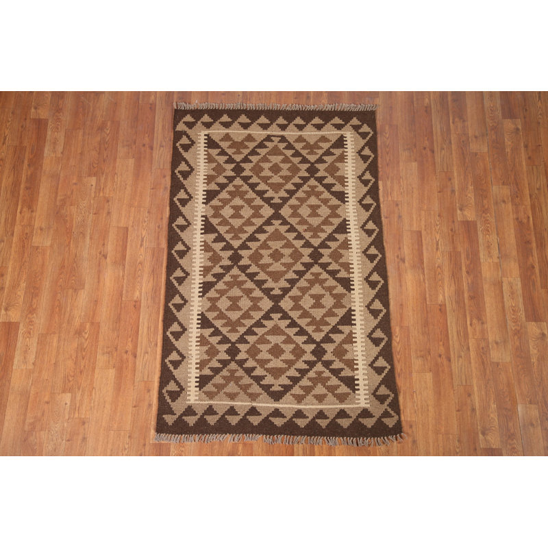 Tapis géométrique réversible en laine Kilim 3 x 5
