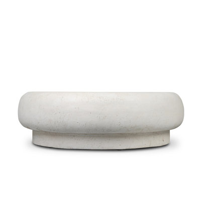 Imogene Round Outdoor Coffee Table-Aged White Concrete