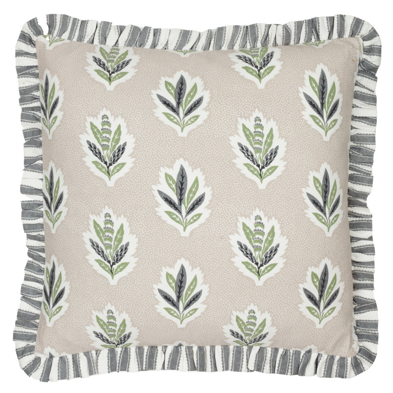 Sessile Leaf Floral Beige Square Throw Pillow Cover