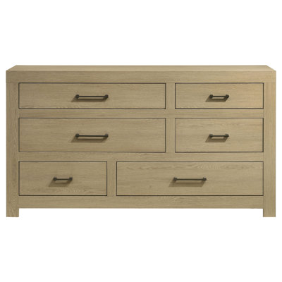 Hendricks 6-Drawer Bedroom Dresser Storage Cabinet Light Oak