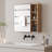 Natural Wood Grain Multi-Function Mirror Cabinet - Clear Mirror and Storage Space. MDF material mirror cabinet,a separate wall mounted bathroom mirror for storage and space saving