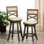 Tabouret de comptoir gris patiné de 24 po avec siège pivotant et confortable en cuir - idéal pour le rembourrage de votre bar et pour un confort durable