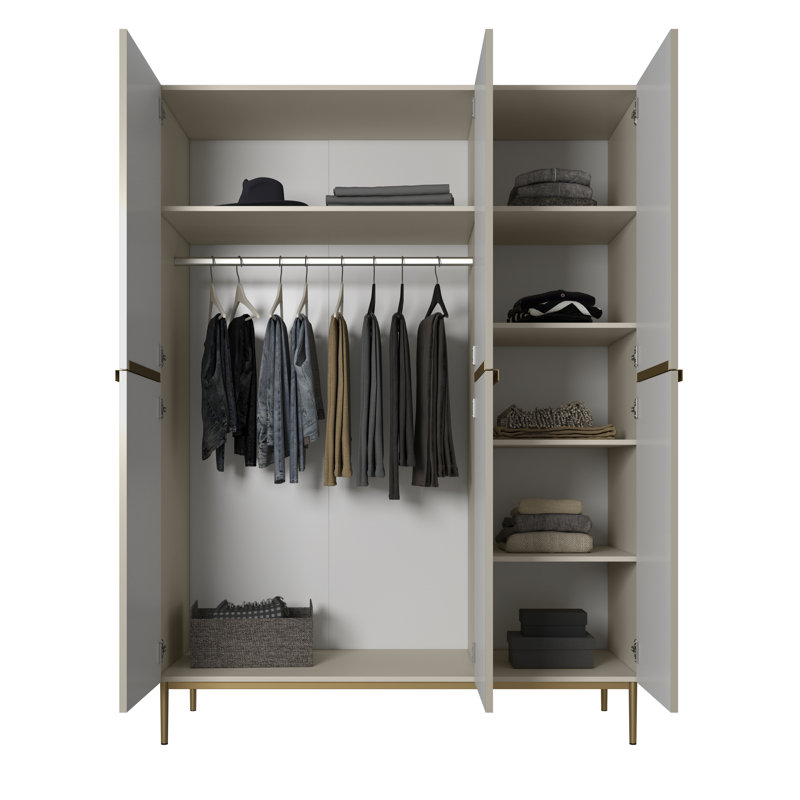 NICOLE SZAFA 150 3D Wardrobe, Cream/Gold