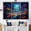 Ensemble de salon Fireflies In Enchanted Full Moon Forest - River Wall Art-108318052-108318056