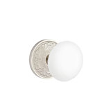 Privacy Ice White Knob with Lancaster Rose