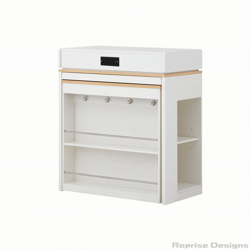 Table de salle à manger extensible avec plateau pliable, table de bar avec tiroirs et prise de courant, îlot de cuisine avec roulettes et crochets, buffet pour la cuisine et la salle à manger