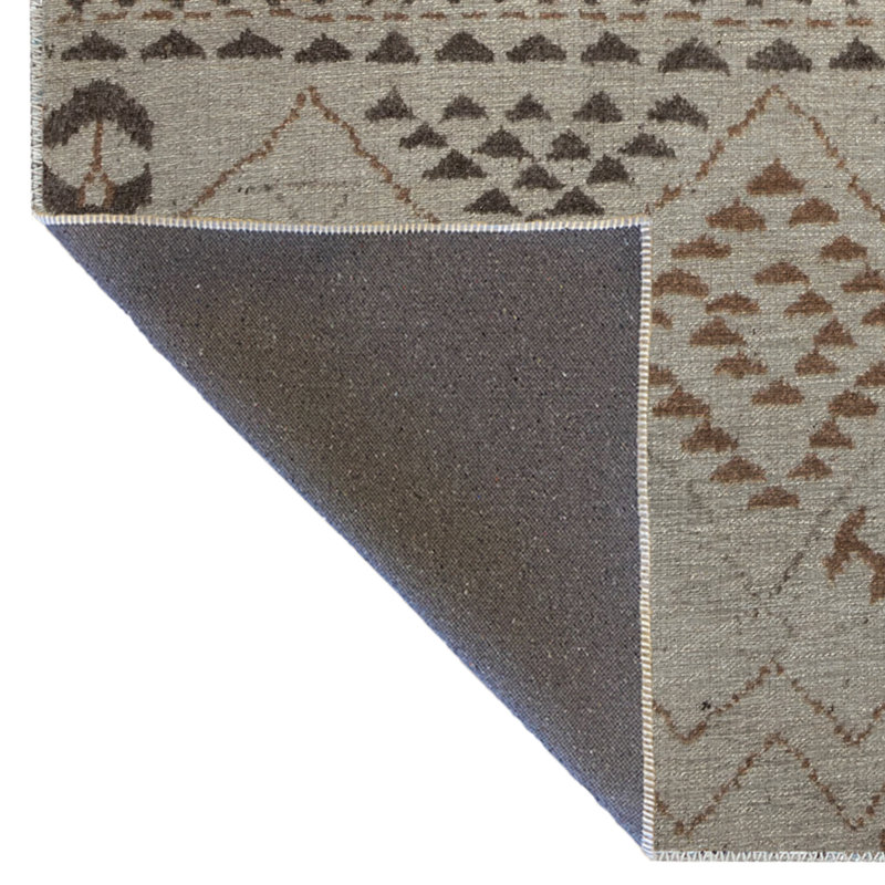 Tapis décoratif moderne à motif géométrique abstrait beige, Rectangle 4 pi x 8 pi 3 po