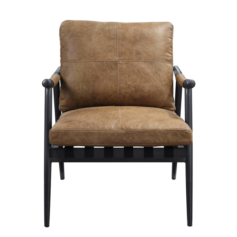 Fauteuil de luxe en cuir - Pieds en châtaignier et en métal pour des sièges élégants