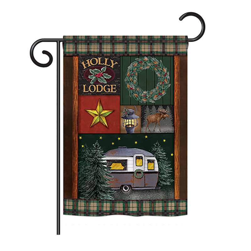 L’holly wonderland les impressions d’hiver d’hiver de 2 côtés 40 x 28 po. drapeau de jardin, Brun pâle, Polyester