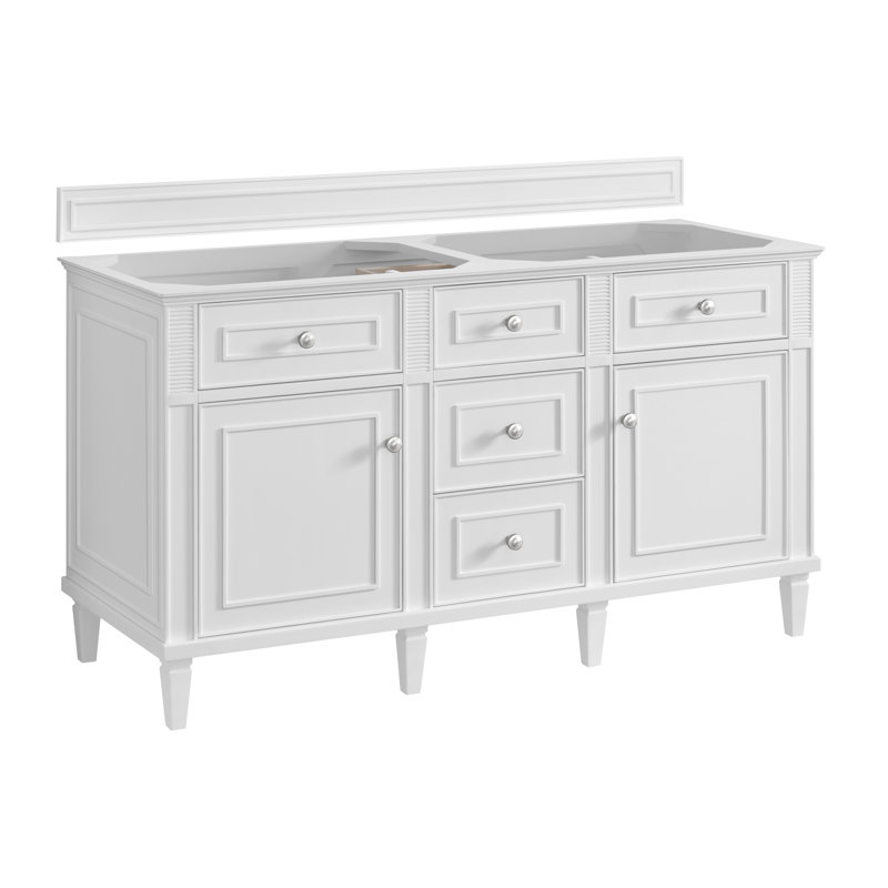 Lorelai 60'' W Double Vanity, Bright White, 8" Widespread, Phantome Eclos