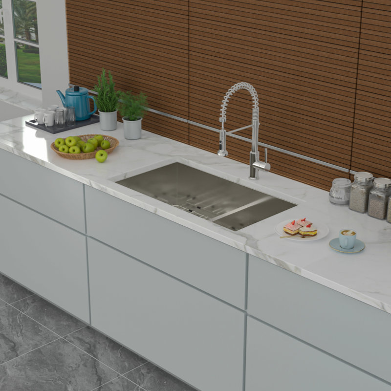 Bowl Undermount Sink-  Double Bowl Kitchen Sink Gauge With Deep Basin