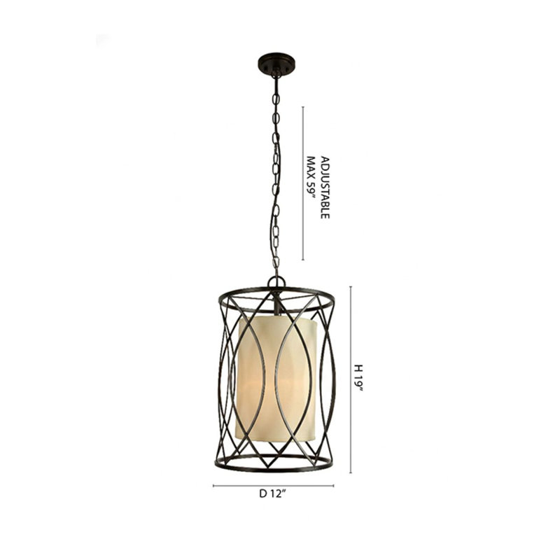 Traditional 1 Light Dark Brown Cylinder Pendant