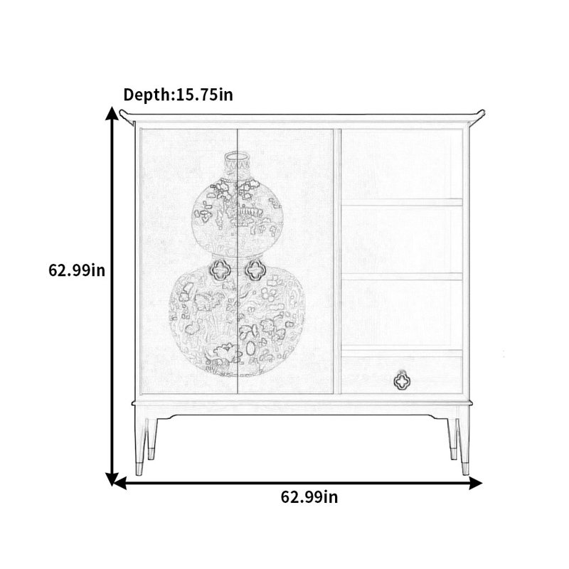 Buffet Esthétique classique, H 47,24 po x l 47,24 po x P 15,75 po, Noir