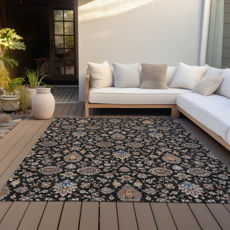 Machine Washable Indoor/Outdoor Husby ACN2192 Global Rug, Rectangle 8' x 10'