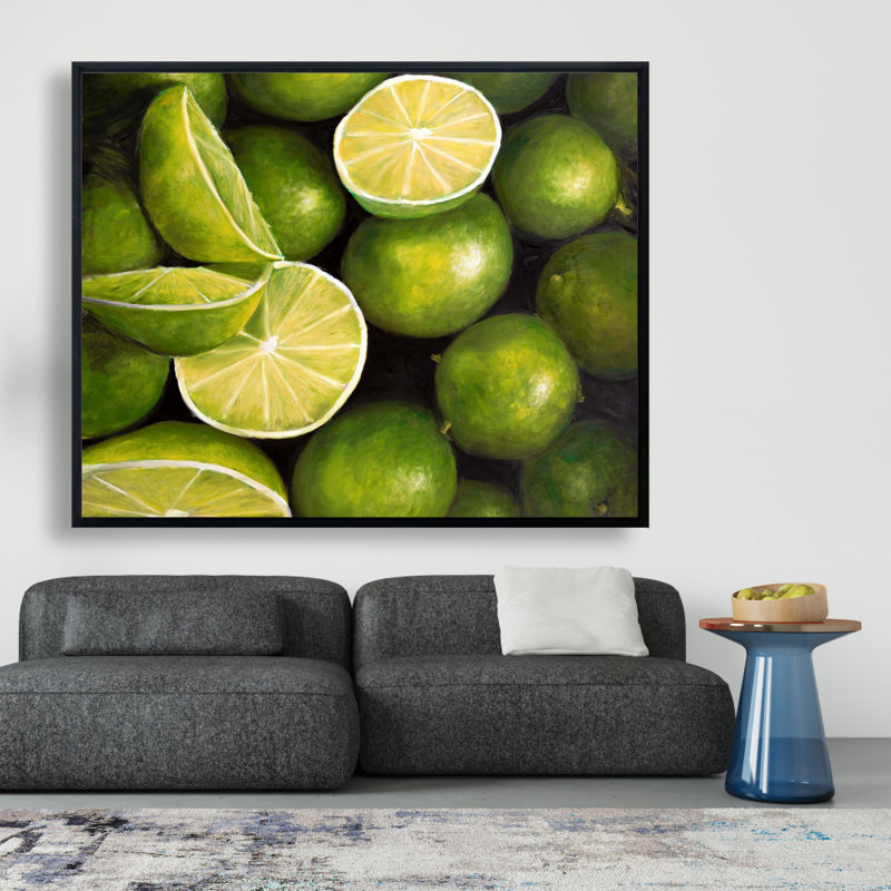 Basket Of Limes Print On Canvas