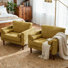 Fauteuil club capitonné en chenille à accoudoirs carrés avec 2 coussins