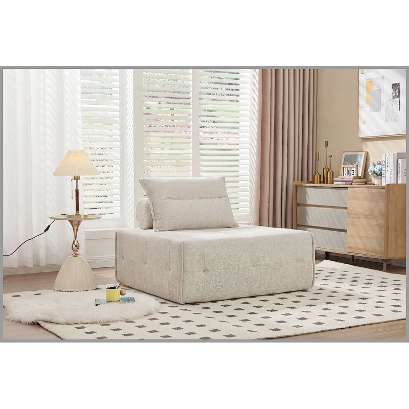 Canapé modulaire à assise profonde avec dossier réglable - Canapé compressé en chenille de 39,37 po pour le salon, la chambre à coucher, le salon (1 pièce) beige.