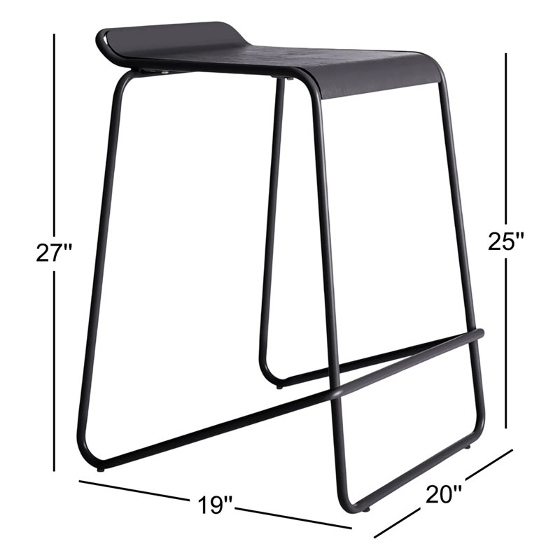 Ready Stool with Metal Frame, Black, Counter Stool (25" Seat Height)