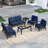 Polett Teak Outdoor Six-person Patio Set With Cushions And Two Tables-91246494-91246480