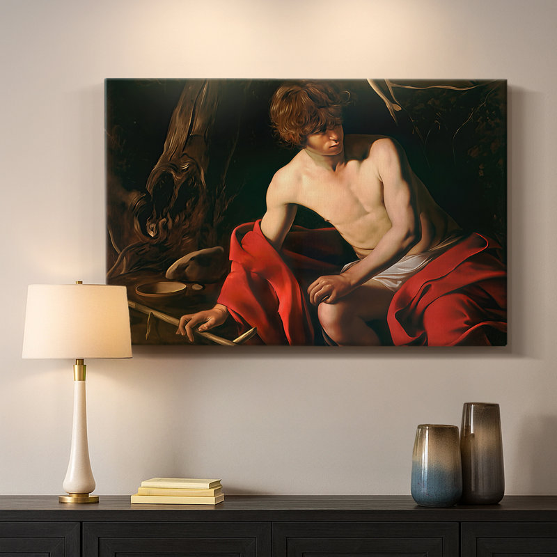 Saint John the Baptist in the Wilderness (Nelson-Atkins Version)-Caravaggio-Gallery Wrapped Canvas-c. 1604–1605, 24 x 36