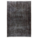 Tapis contemporain teint à la main gris anthracite 7 x 10,5 pi