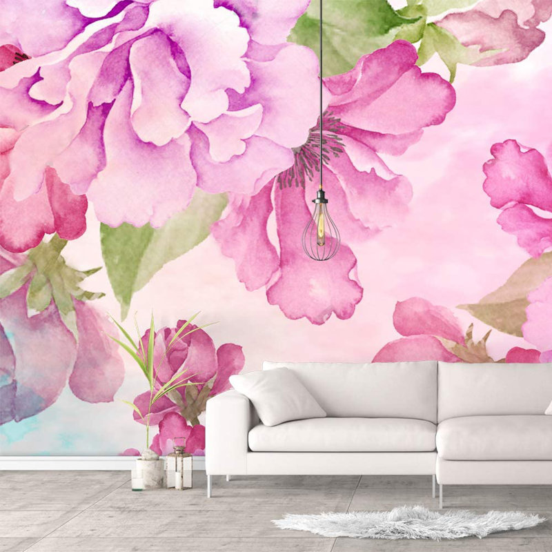Murale fleurs aux couleurs vives, L 66 po x l 96 po