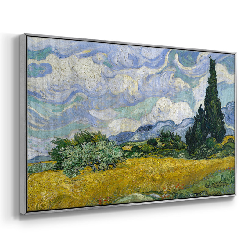 Champ de blé avec cyprès, Argent, H 27 po x l 41 po x P 2 po