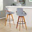 Tabouret de bar 29 po à hauteur fixe avec pivotant en bambou et tissu silencieux avec repose-pieds rond en métal noir-650087133