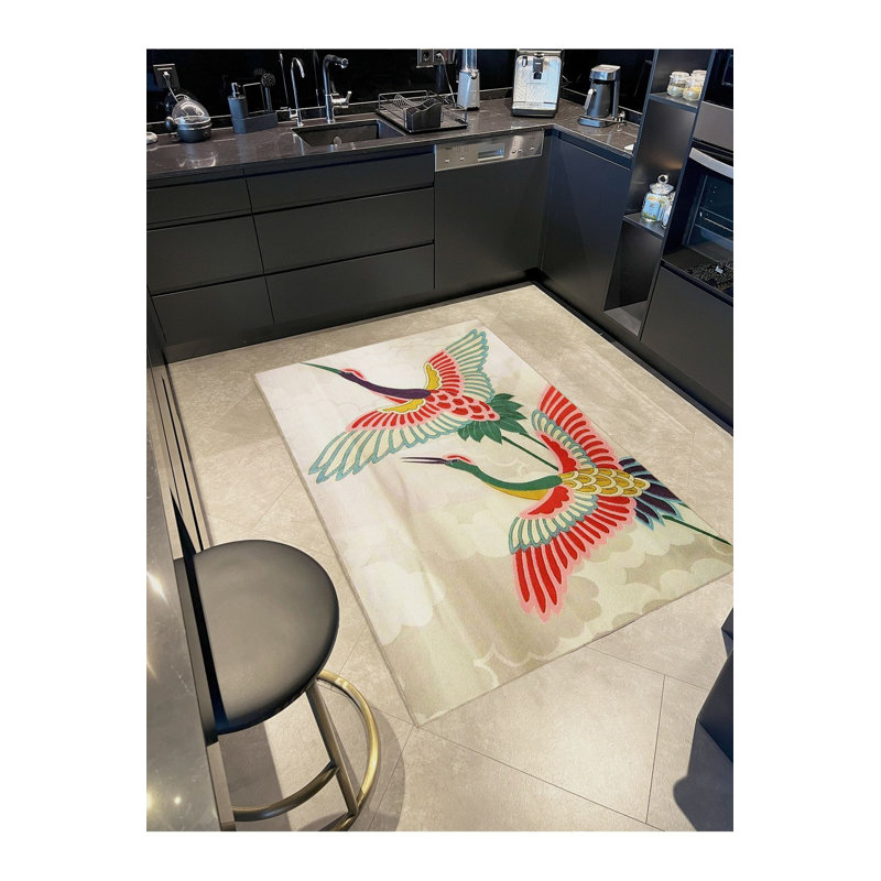 Tapis lavable décoratif moderne à motif tissé à motif de nuages et de nuages multicolores