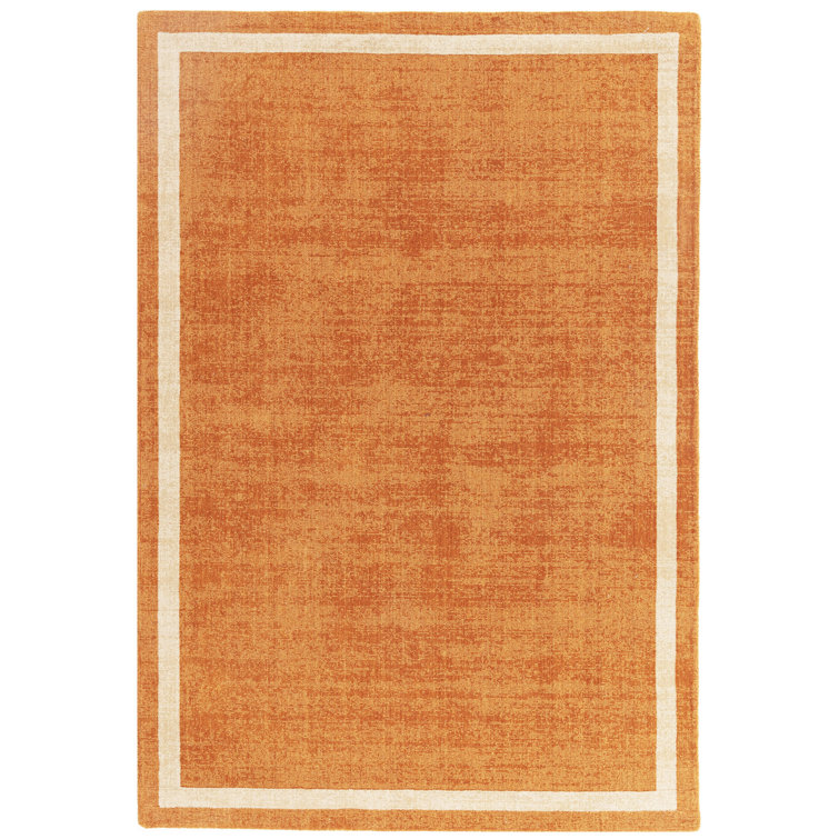 Anwitha Bordered Handmade Orange Area Rug