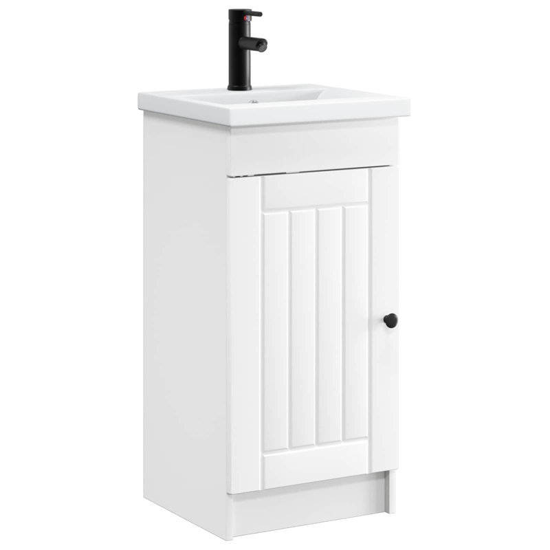 Single Bathroom Vanity with Ceramic Basin, White
