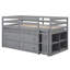Lit mezzanine simple gris avec bureau et rangement, fabrication en bois massif pour une durabilité de rangement sur tablette latérale - Conception compacte-675481203-675481200