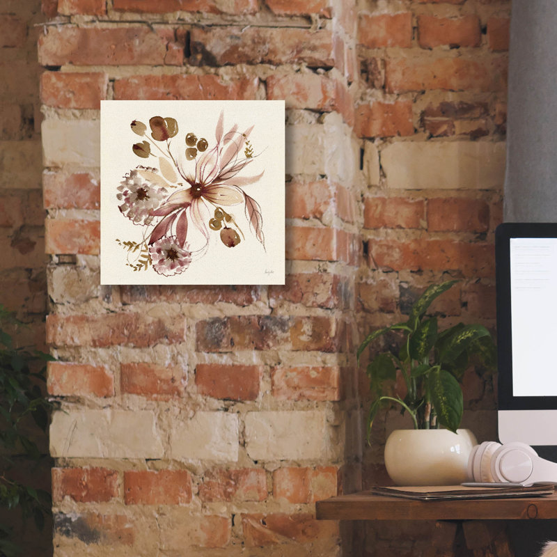 "Epia Graffiti" sépia floral "par Kristy riz, art mural sur toile, H 12 po x l 12 po x P 0,75 po
