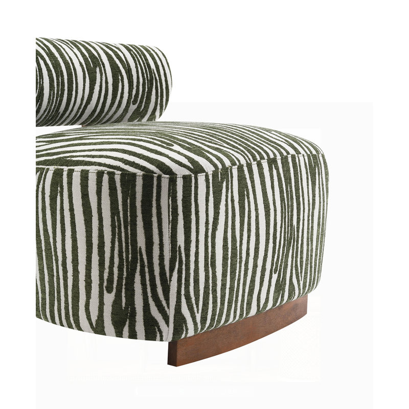 Tissu contemporain à rayures zébrées avec dossier cylindrique et mousse haute densité pour un confort confortable, Green