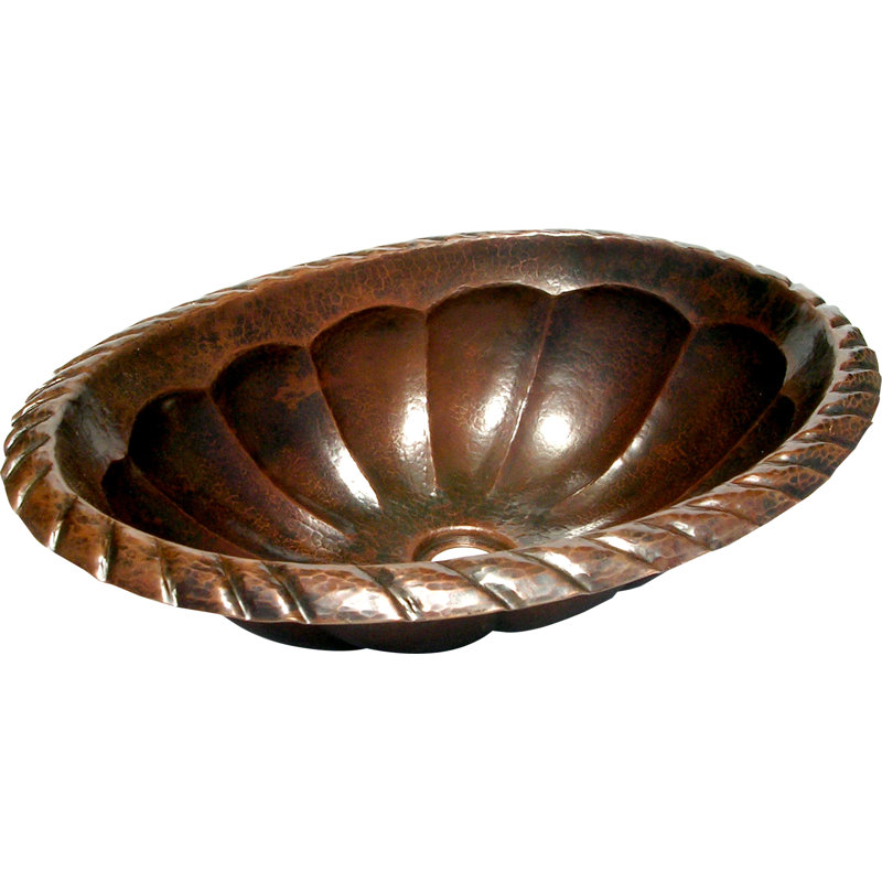 D'Vontz Copper Bathroom Sinks 14'' Metal Oval Bathroom Sink, Dark Smoke Copper, Flat