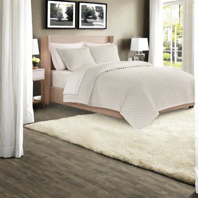 Ensemble de literie moderne en velours pour grand lit, couvre-lit matelassé blanc 3 pièces