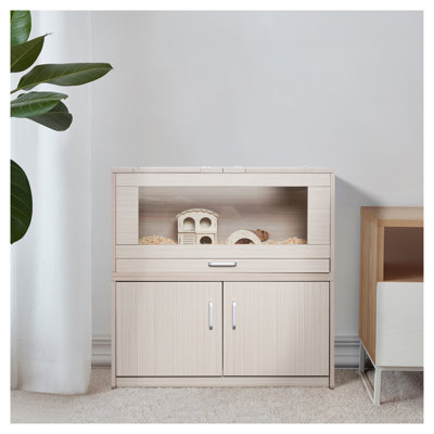 Cage à hamster en bois de qualité supérieure avec armoire de rangement indépendante, grande huche de cochon d'Inde et maison de rat, clôture de fenêtre en acrylique
