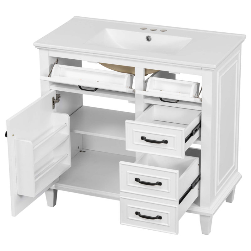 Meuble-lavabo 36 po avec comptoir en céramique, Blanc